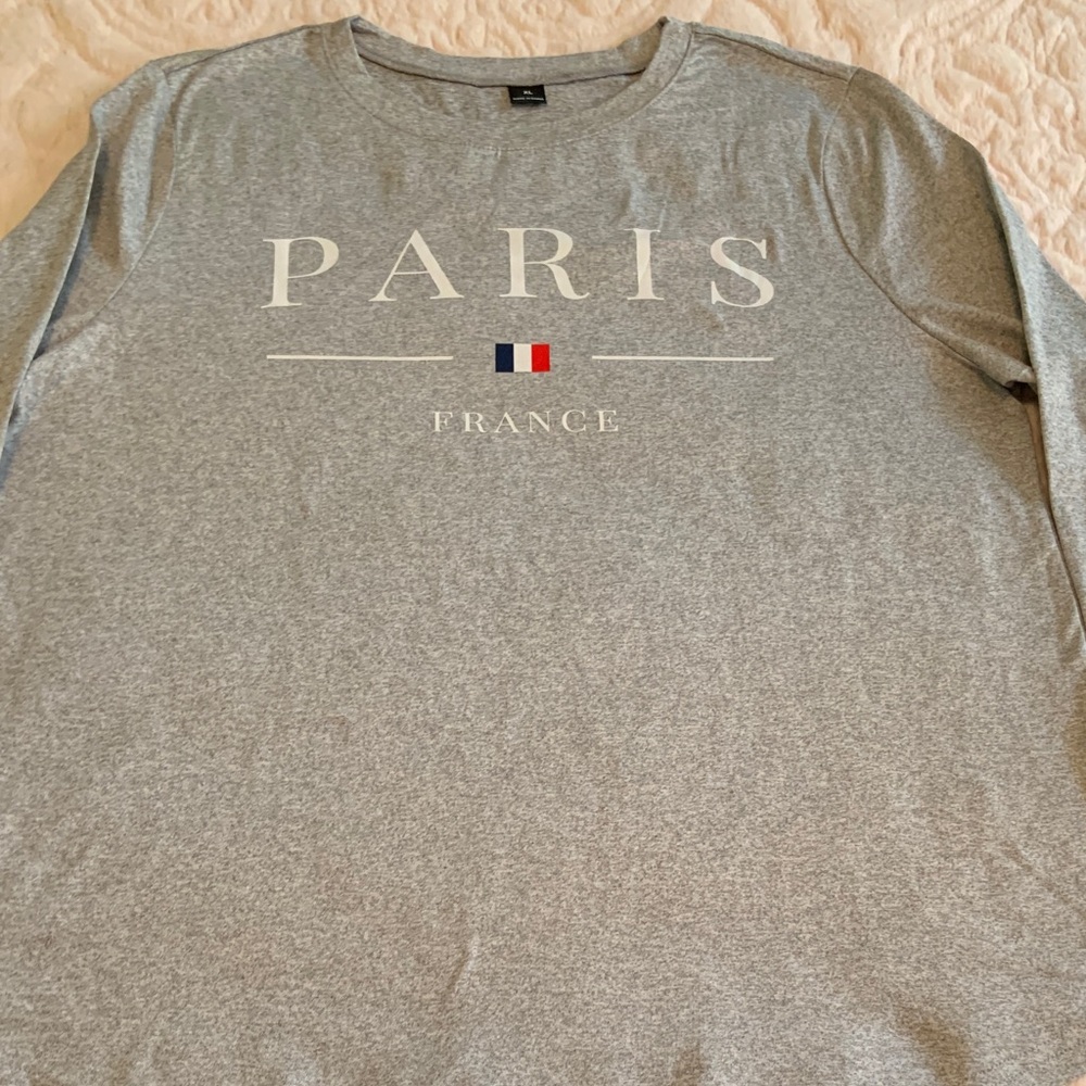 GRAPHIC T-SHIRT:  Gray Paris Long Sleeve Men's Shirt